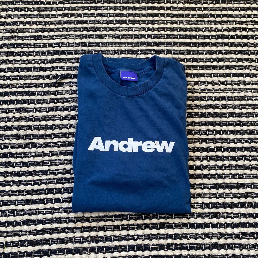 🌿Andrew Mens Stranger Than Paradise Navy Short Sleeve 2019 Hurricane TShirt L